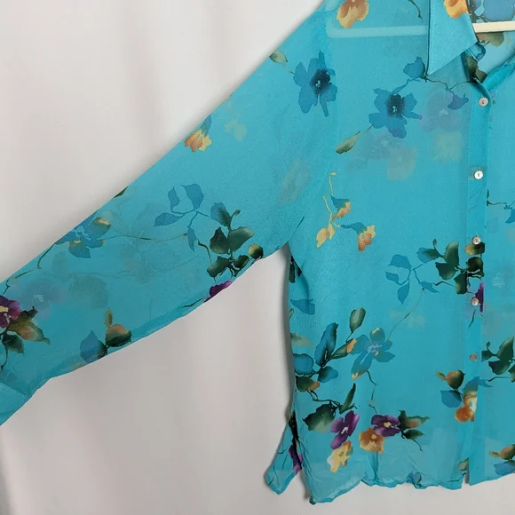Coldwater Creek 100% Silk Floral Blouse - Picture 6 of 10
